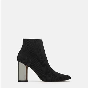 Zara Fabric ankle boots with metallic heel